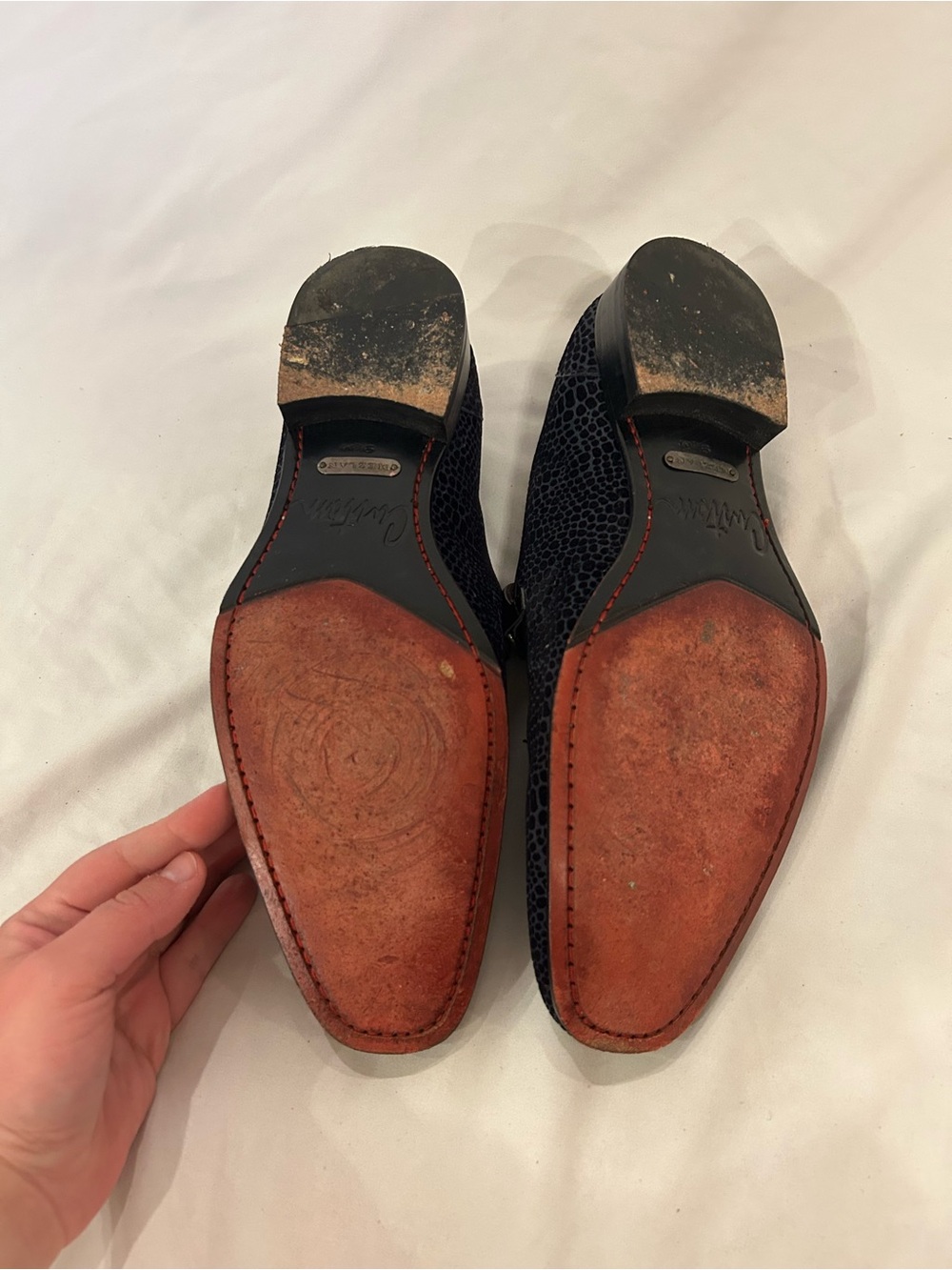 Mezlan Novara Black/Blue Genuine Suede Calfskin Tassel Slip-On Sz 9.5 - Picture 2 of 6